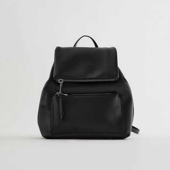 Zara | Bags | Zara Backpack With Flap Zips Black | Poshmark display picture 3